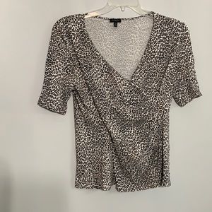 Talbots Faux Wrap Cheetah Print Blouse